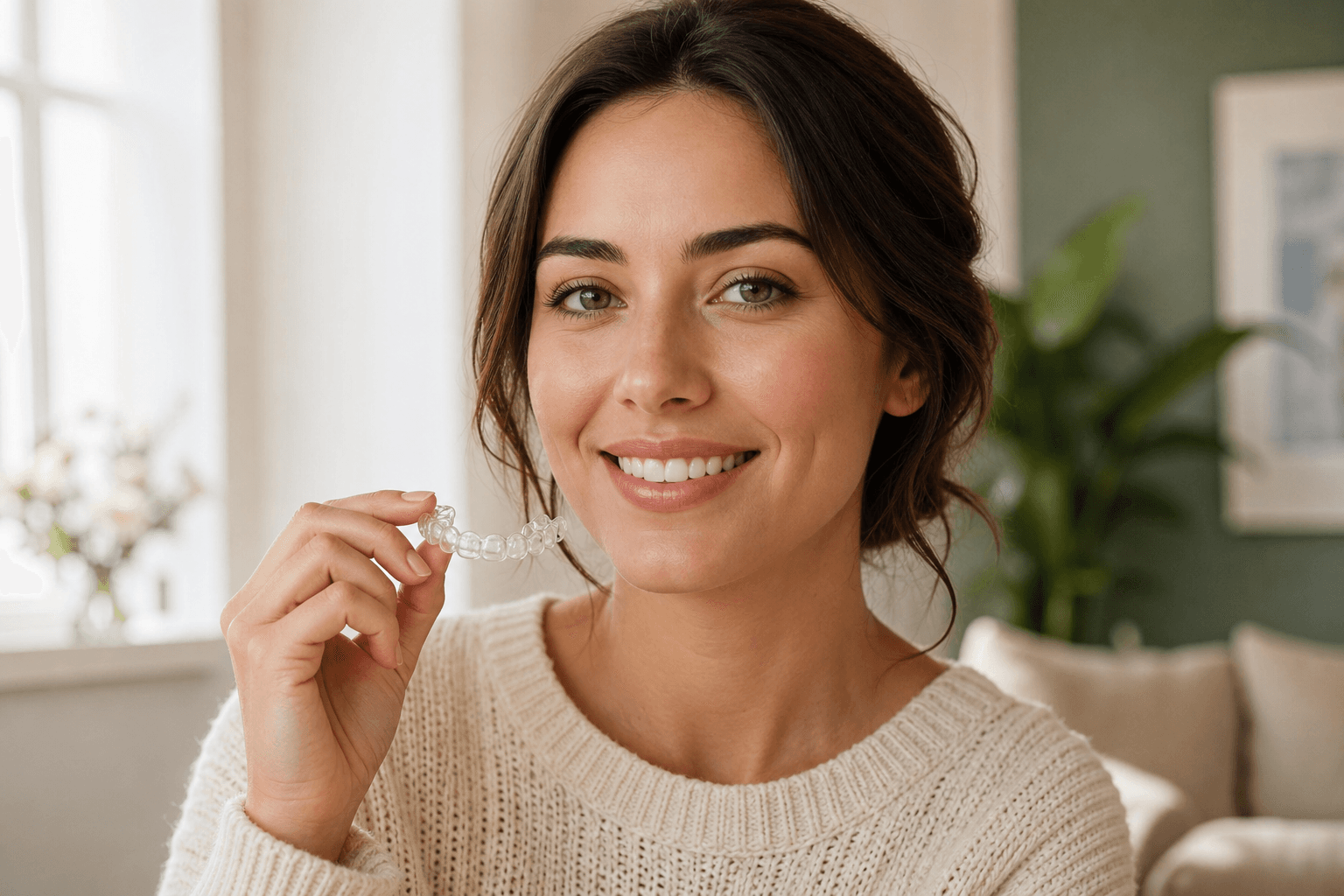 Pacjentka z przezroczystą nakładką Invisalign